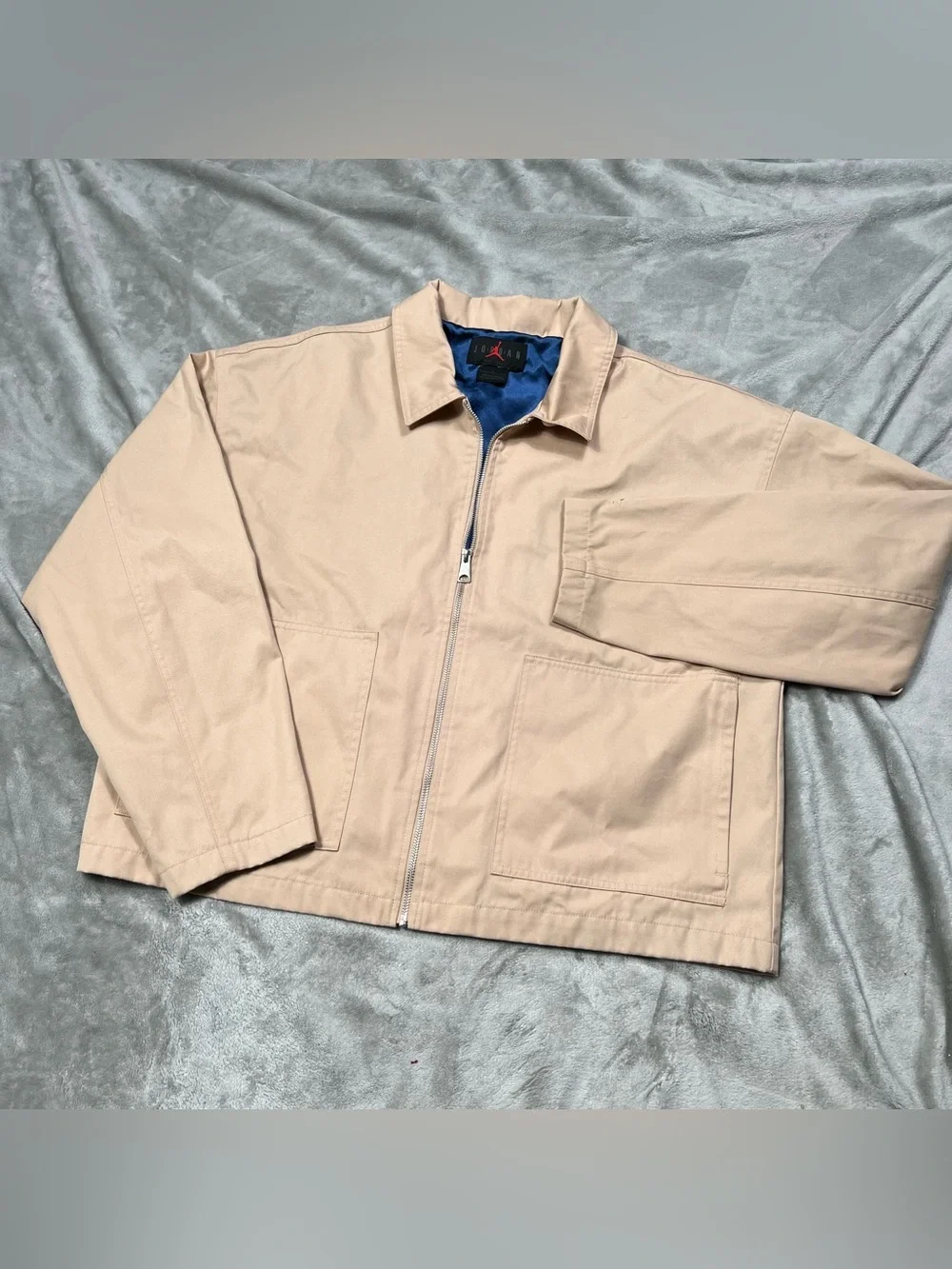 Jordan x J Balvin Woven Jacket Mens L Beige Full Zip Harrington Lined FJ6135 296